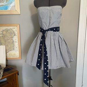 Hollister Strapless ALine Blue White Stripe Sundress